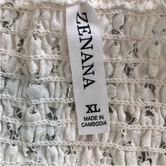 Zenana Crochet Lace Ivory Tunic Tank With Adjustable Straps. NEW! Sz XL - Picture 6 of 7